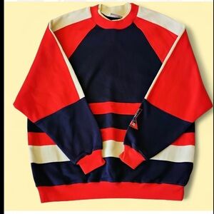 Red and Navy Crewneck Sweater